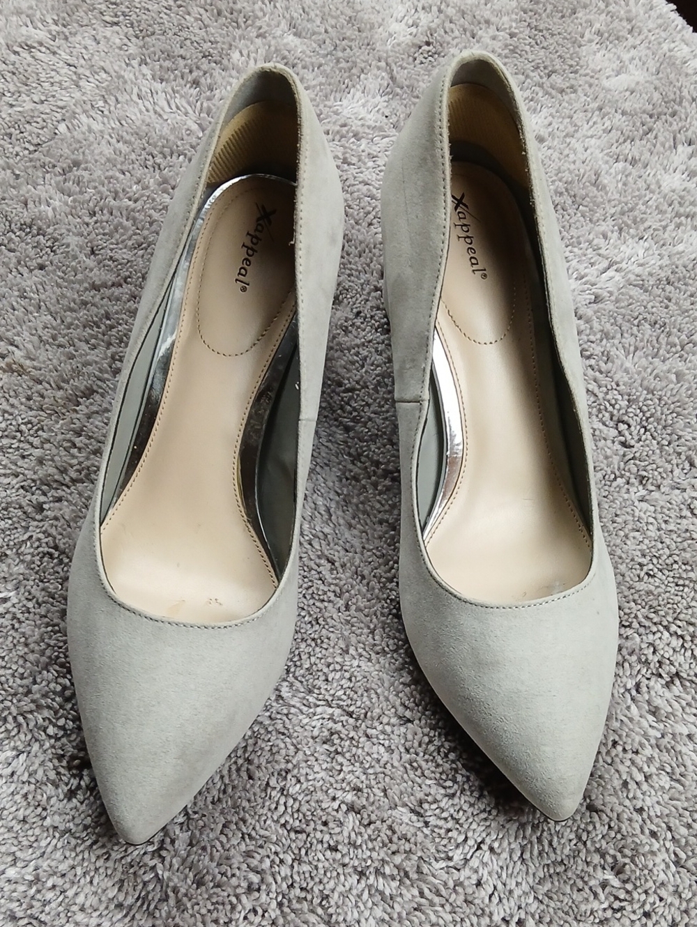 Xappeal Amelie Grey Suede Block Pumps 11 | Step Out In Comfort Chunky Heels